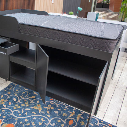 Cama Alta + Escritorio 2 puertas 1,5 Pza Hoga Jamaica Gris