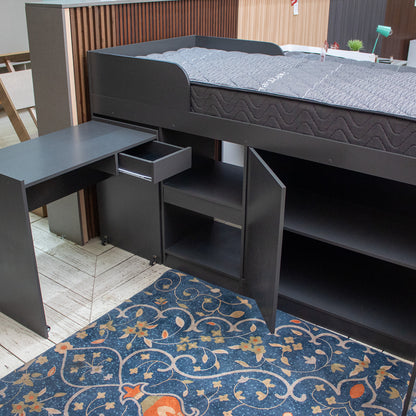 Cama Alta + Escritorio 2 puertas 1,5 Pza Hoga Jamaica Gris