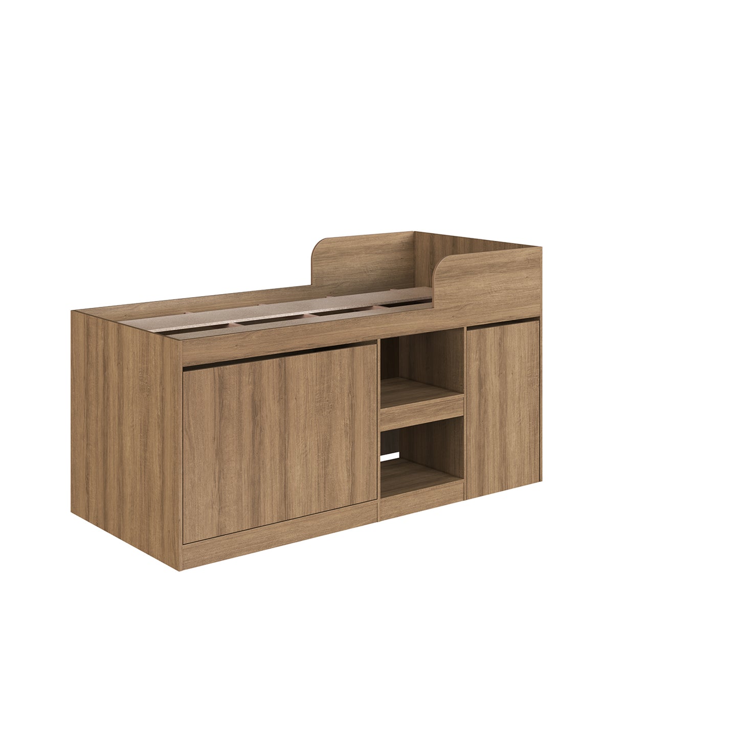 Cama Alta + Escritorio 2 puertas 1,5 Pza Hoga Jamaica Miel