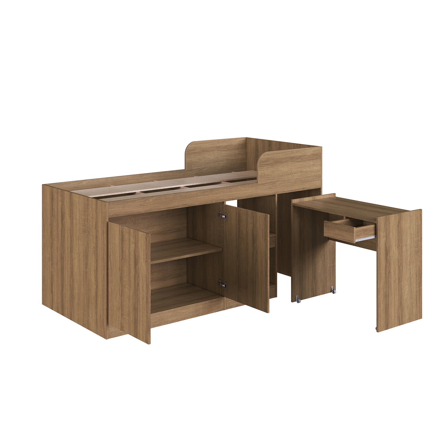 Cama Alta + Escritorio 2 puertas 1,5 Pza Hoga Jamaica Miel