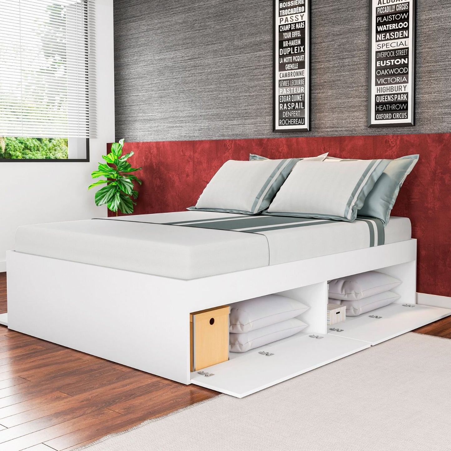 Cama 2 Plazas con 4 Puertas Latino Blanco