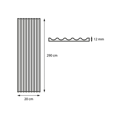 Panel Pvc Revestimiento Cóncavo 2,9m x 20 cm x 12mm Blanco