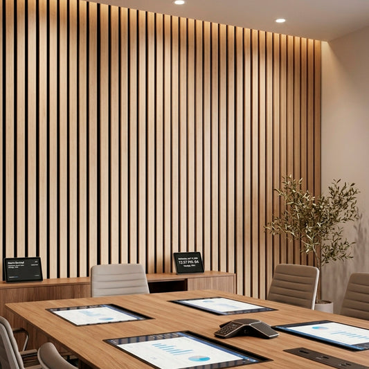 Panel Acústico Revestimiento MDF PET 2,4m x 60 cm x 22 mm Blanco Oak