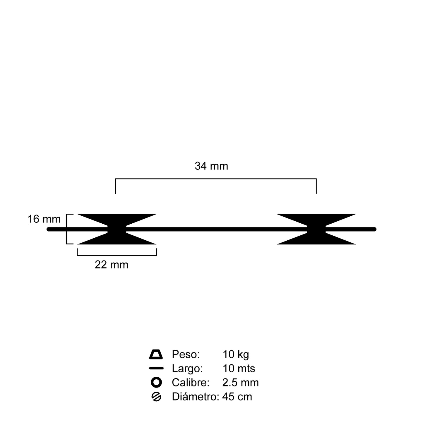 Pack 10 Rollo Concertina 40 Cm X 10 Mts con Candados