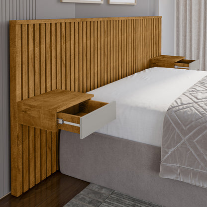 Respaldo de Cama con Veladores Columbia Natural Blanco Invierno