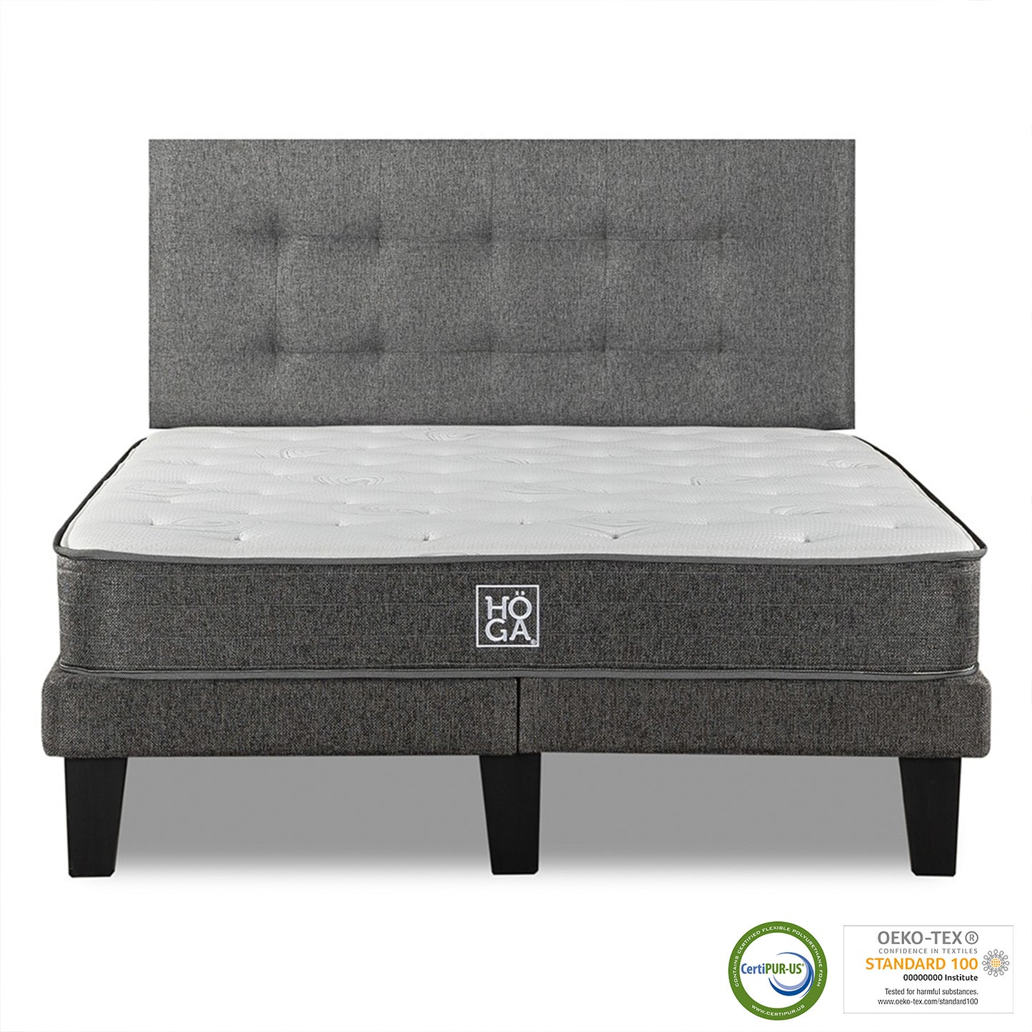 Combo Cama HÖGA 2 Plazas + Respaldo Gris