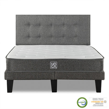Combo Cama HÖGA 2 Plazas + Respaldo Gris