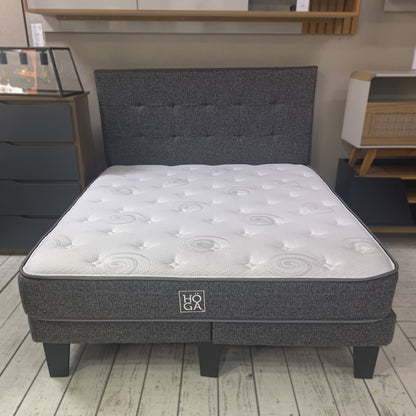 Combo Cama HÖGA 2 Plazas + Respaldo Gris
