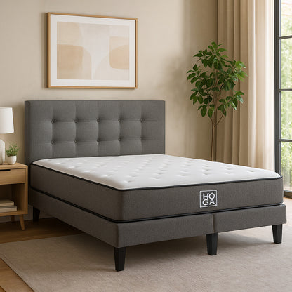 Combo Cama HÖGA 2 Plazas + Respaldo Gris