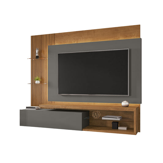 Panel Rack Tv 65 Copacabana Natural Titanium Ripado