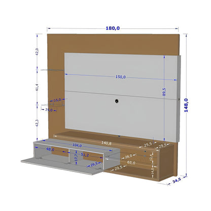 Panel Rack Tv 65 Copacabana Natural Titanium Ripado