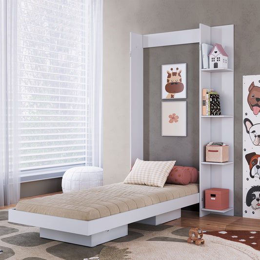 Cama Plegable Vertical con Estante 1 Pza Hoga Vancouver Blanco
