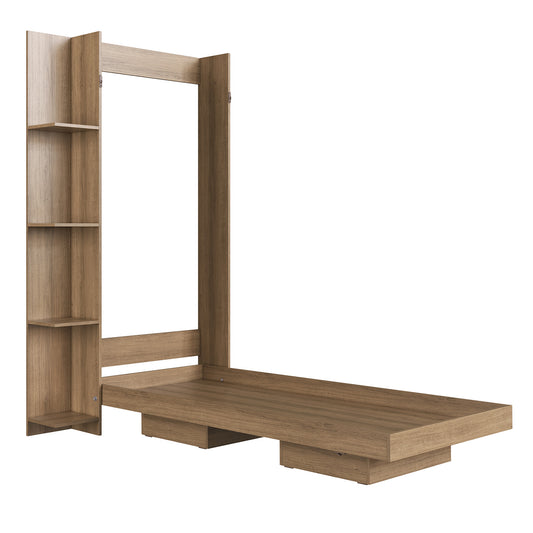 Cama Plegable Vertical con Estante 1 Pza Hoga Vancouver Miel
