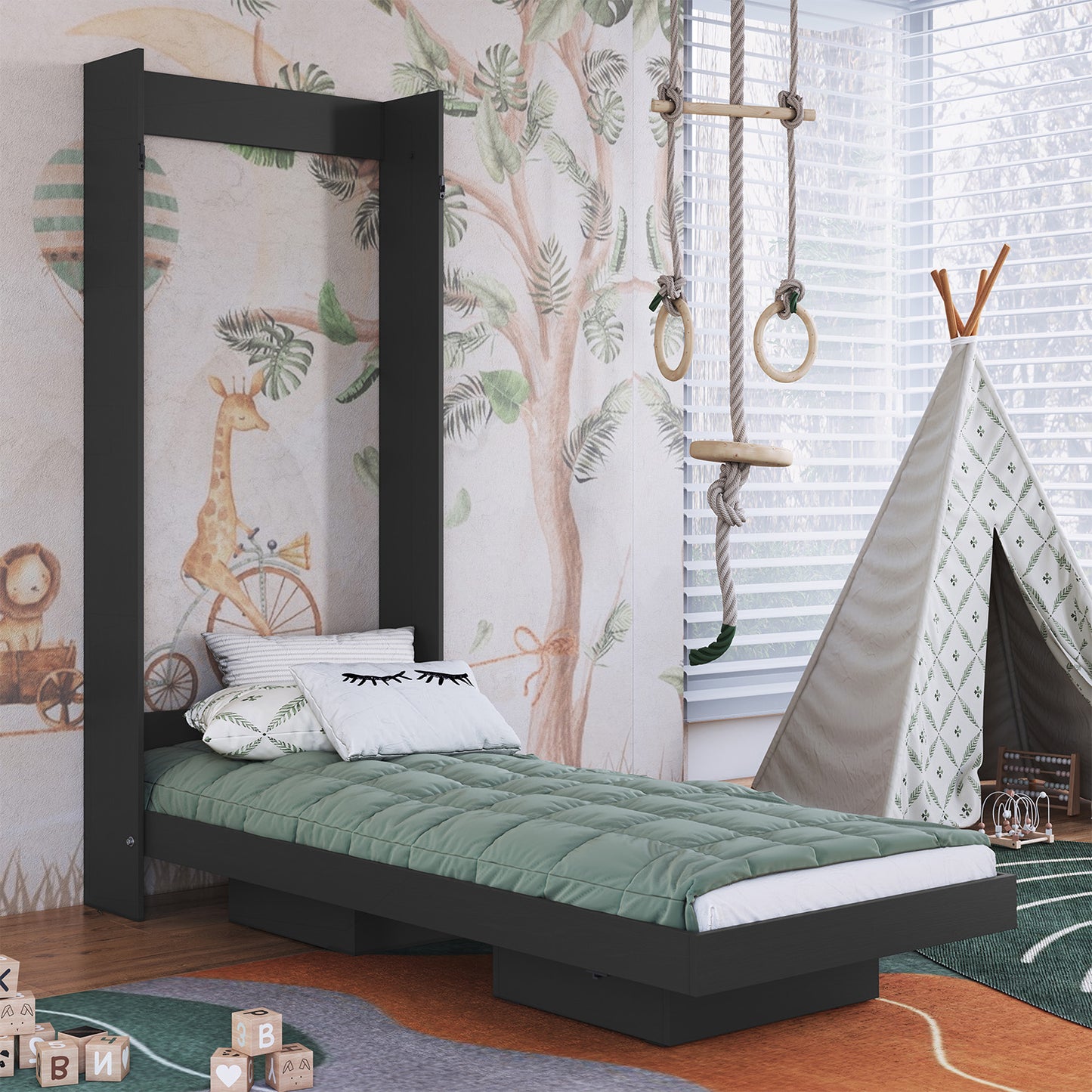 Cama Plegable Vertical 1,5 Pzas Hoga Vancouver Gris