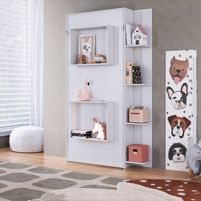 Cama Plegable Vertical con Estante 1,5 Pzas Hoga Vancouver Blanco