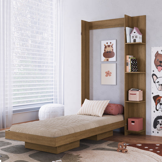 Cama Plegable Vertical con Estante 1,5 Pzas Hoga Vancouver Miel