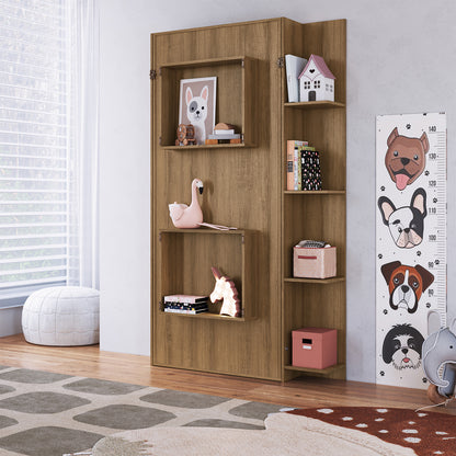 Cama Plegable Vertical con Estante 1,5 Pzas Hoga Vancouver Miel