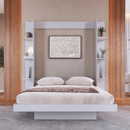 Cama Plegable Vertical con Estante 2 Pzas Hoga Vancouver Blanco