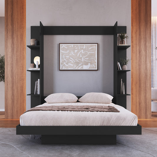 Cama Plegable Vertical con Estante 2 Pzas Hoga Vancouver Gris