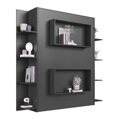 Cama Plegable Vertical con Estante 2 Pzas Hoga Vancouver Gris