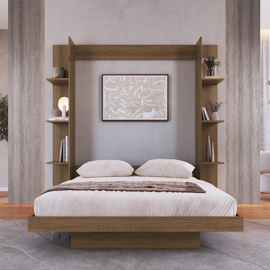 Cama Plegable Vertical con Estante 2 Pzas Hoga Vancouver Miel