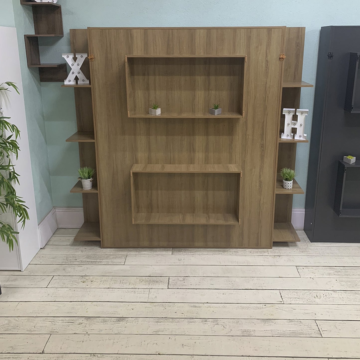 Cama Plegable Vertical con Estante 2 Pzas Hoga Vancouver Miel