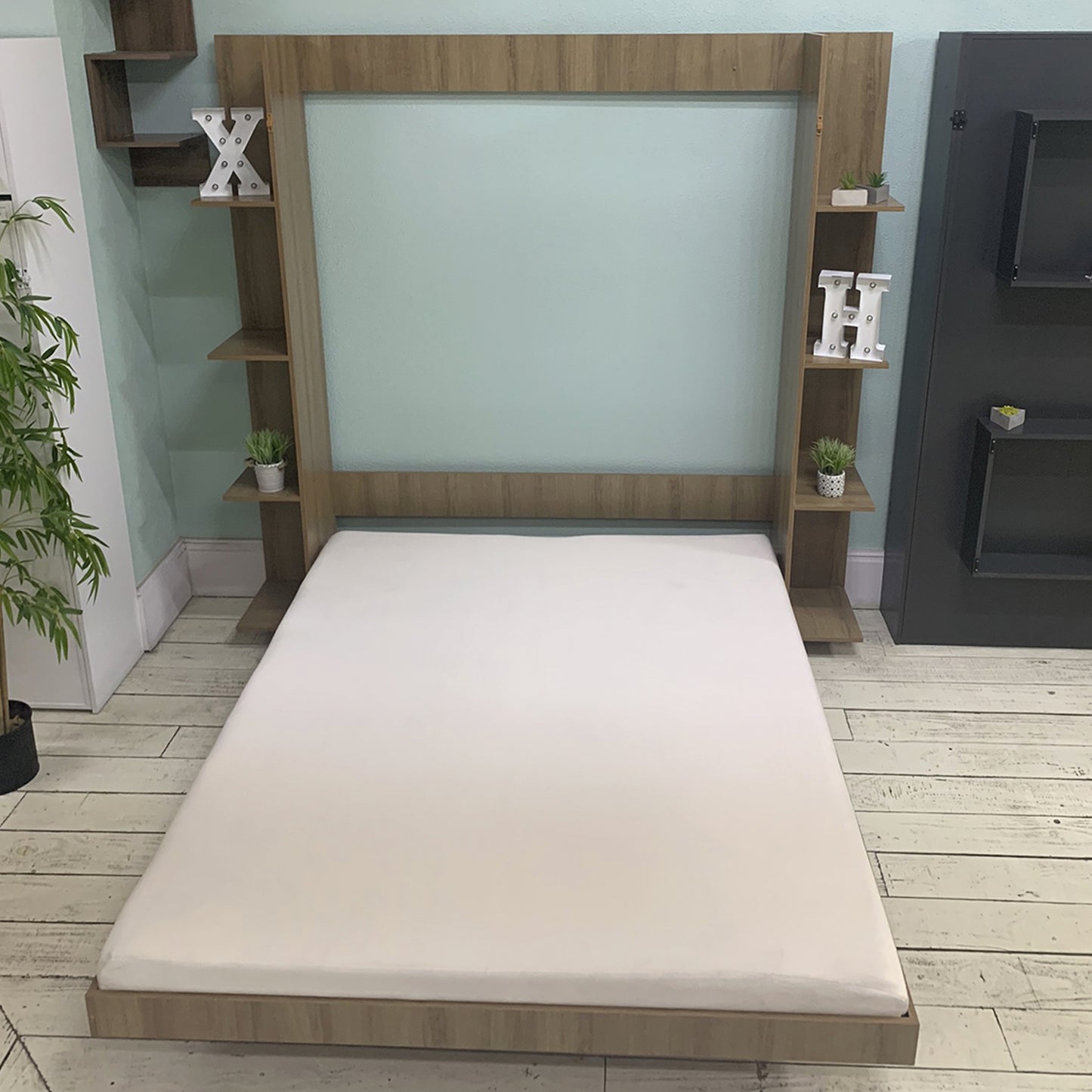 Cama Plegable Vertical con Estante 2 Pzas Hoga Vancouver Miel