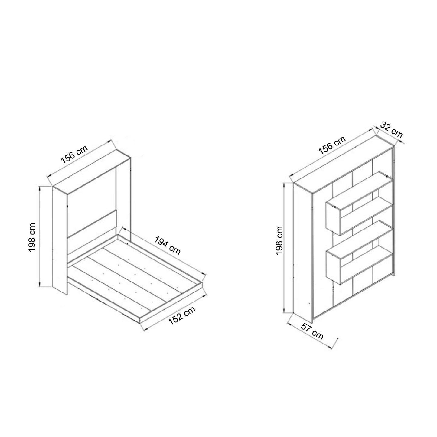 Cama Plegable Vertical 2 Plazas Manhattan Blanco