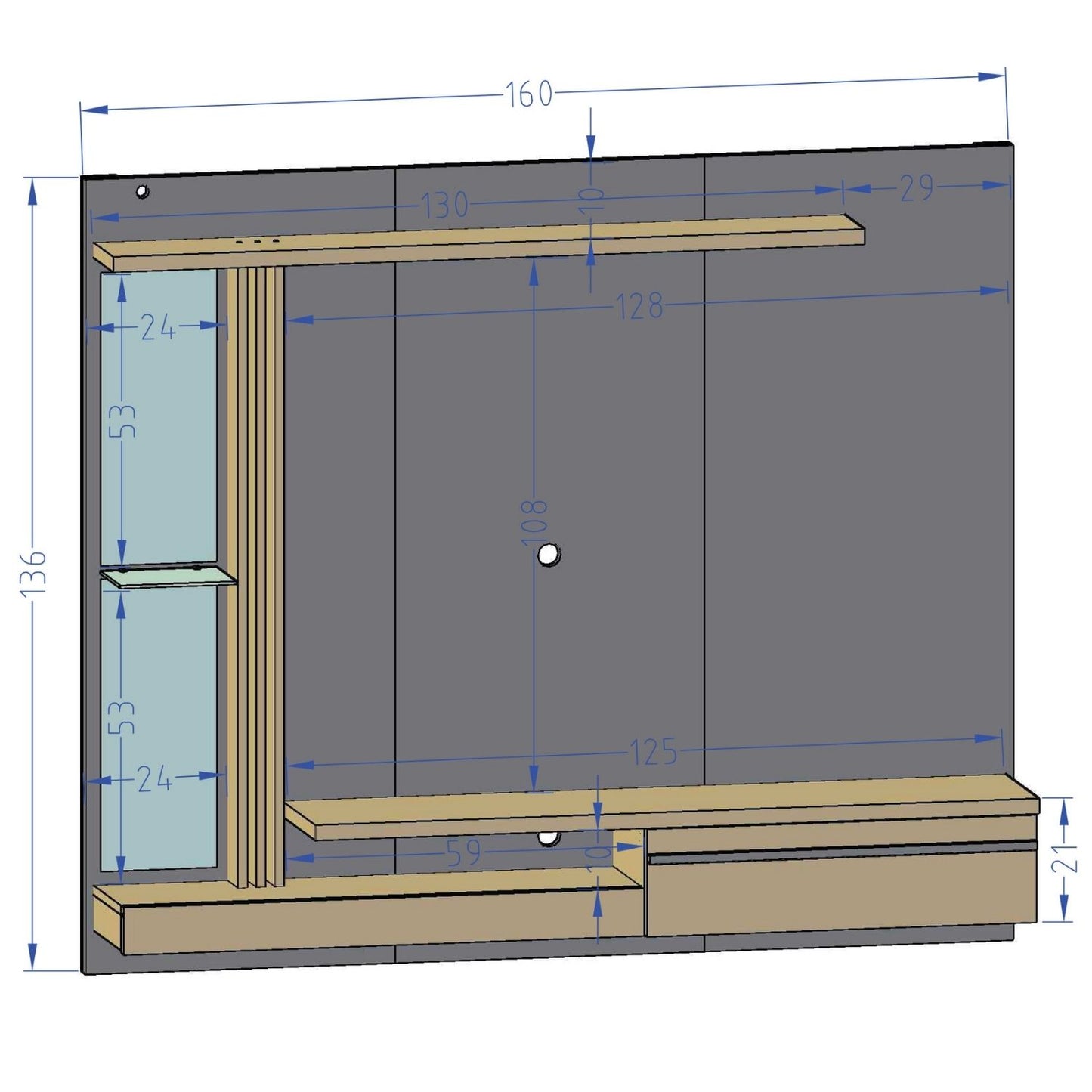 Panel Rack Tv 55" Denver Titanium Canela