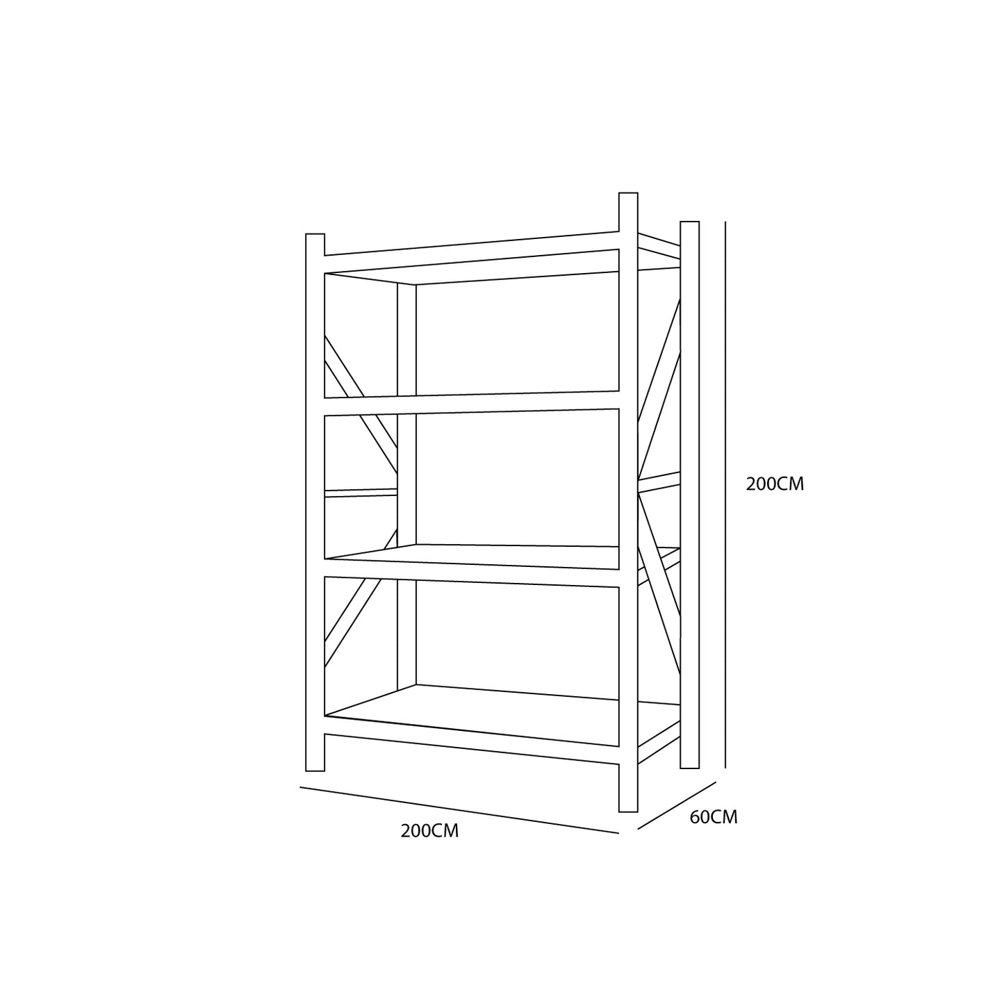 Estante Rack Metálico 1000 Kg 200x200x60 cm