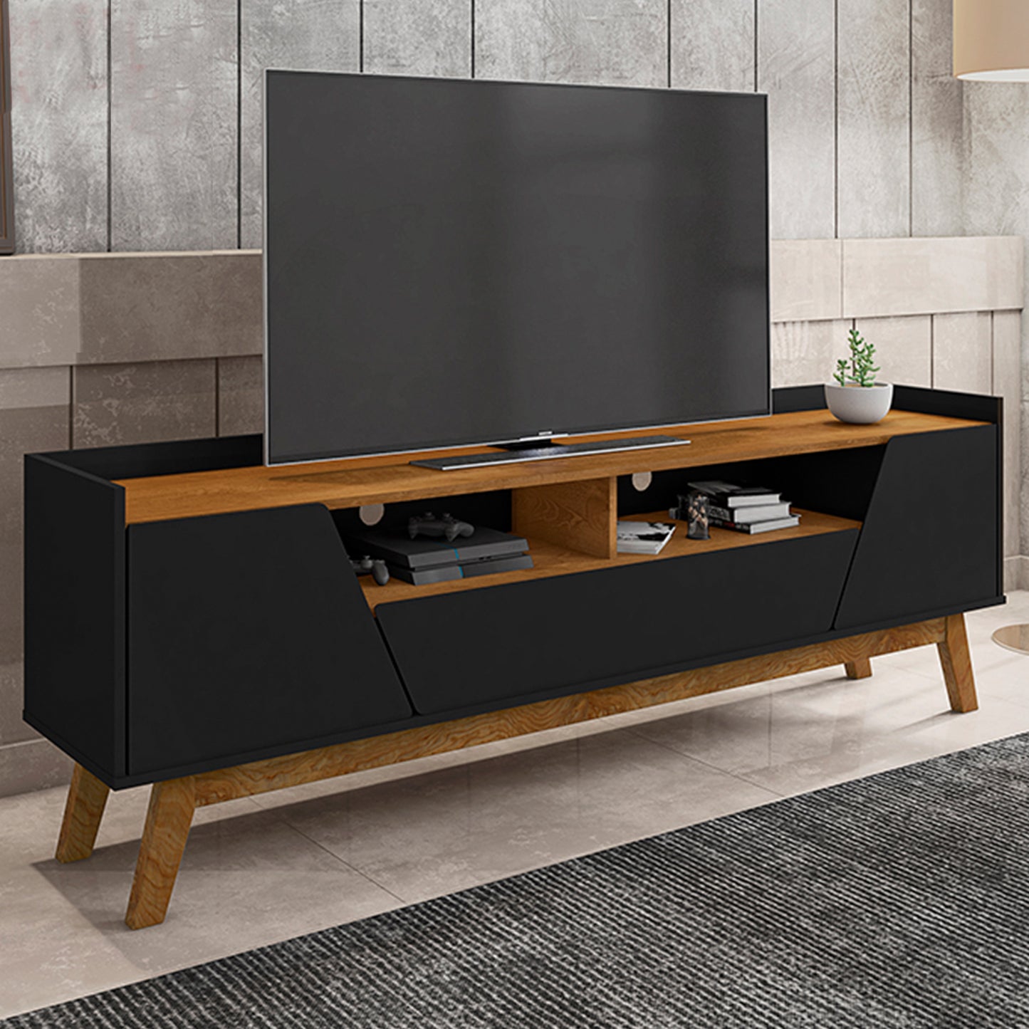 Rack Tv 70" Florencia Negro Natural