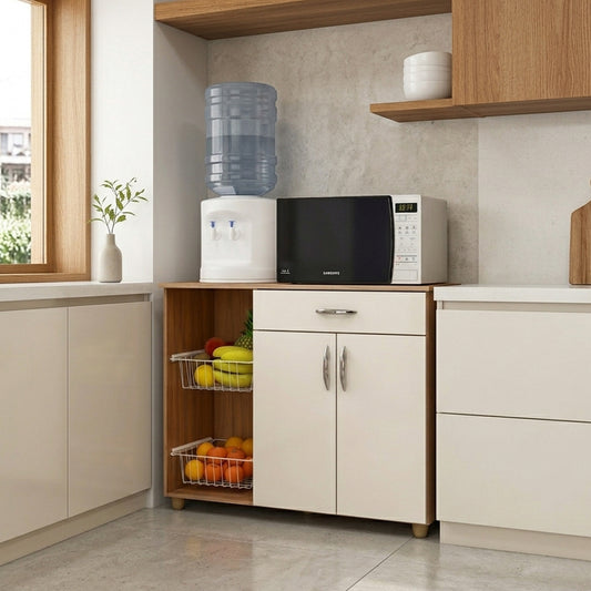 Mueble de Cocina Frutero 2 Puertas 1 Cajón Hoga Acacia Café Vainilla
