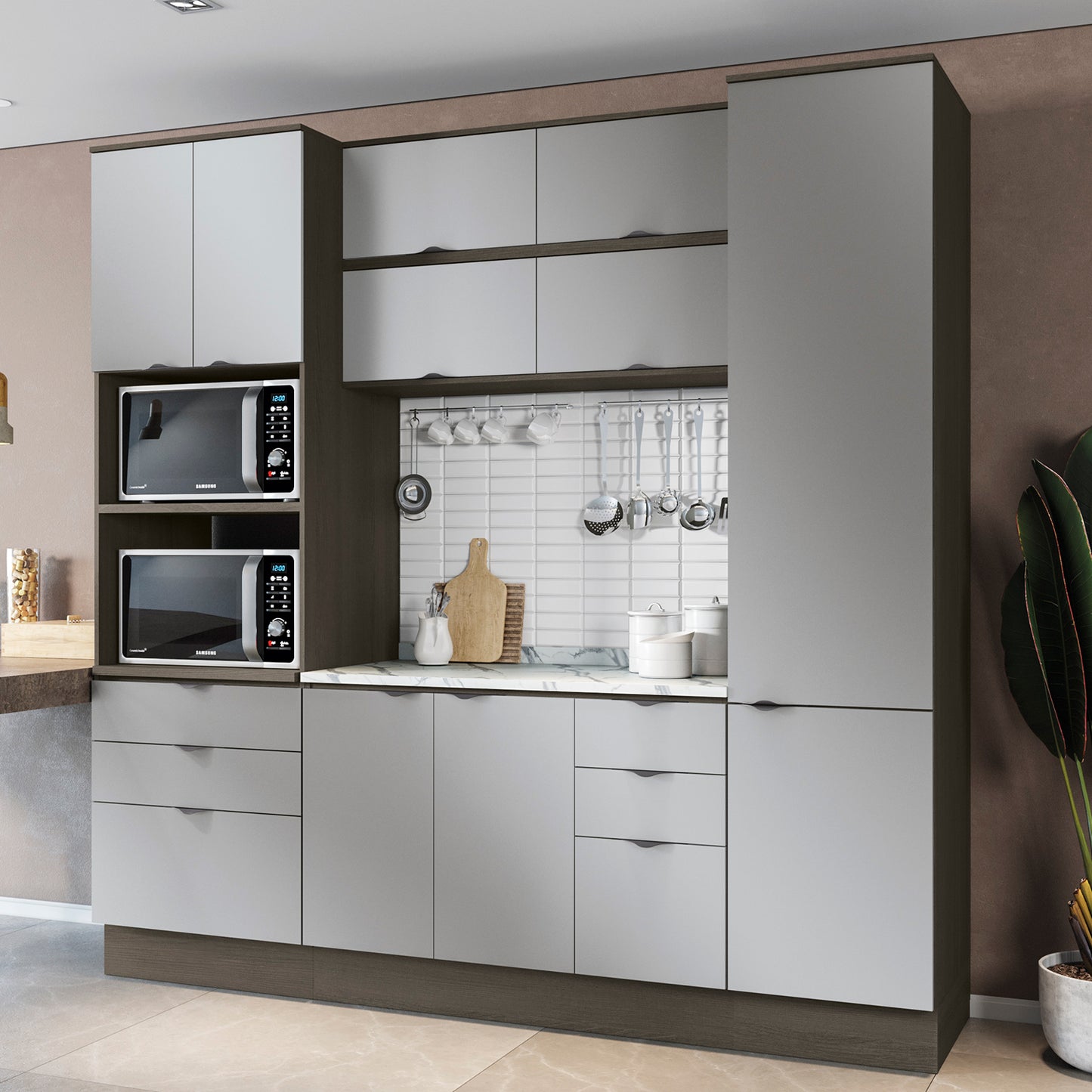 Mueble de Cocina Aéreo 60cm con Puerta Nox Negro Gris