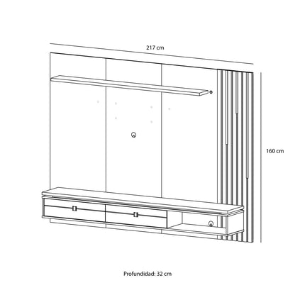 Panel Rack Tv 80 Hanover Negro Natural