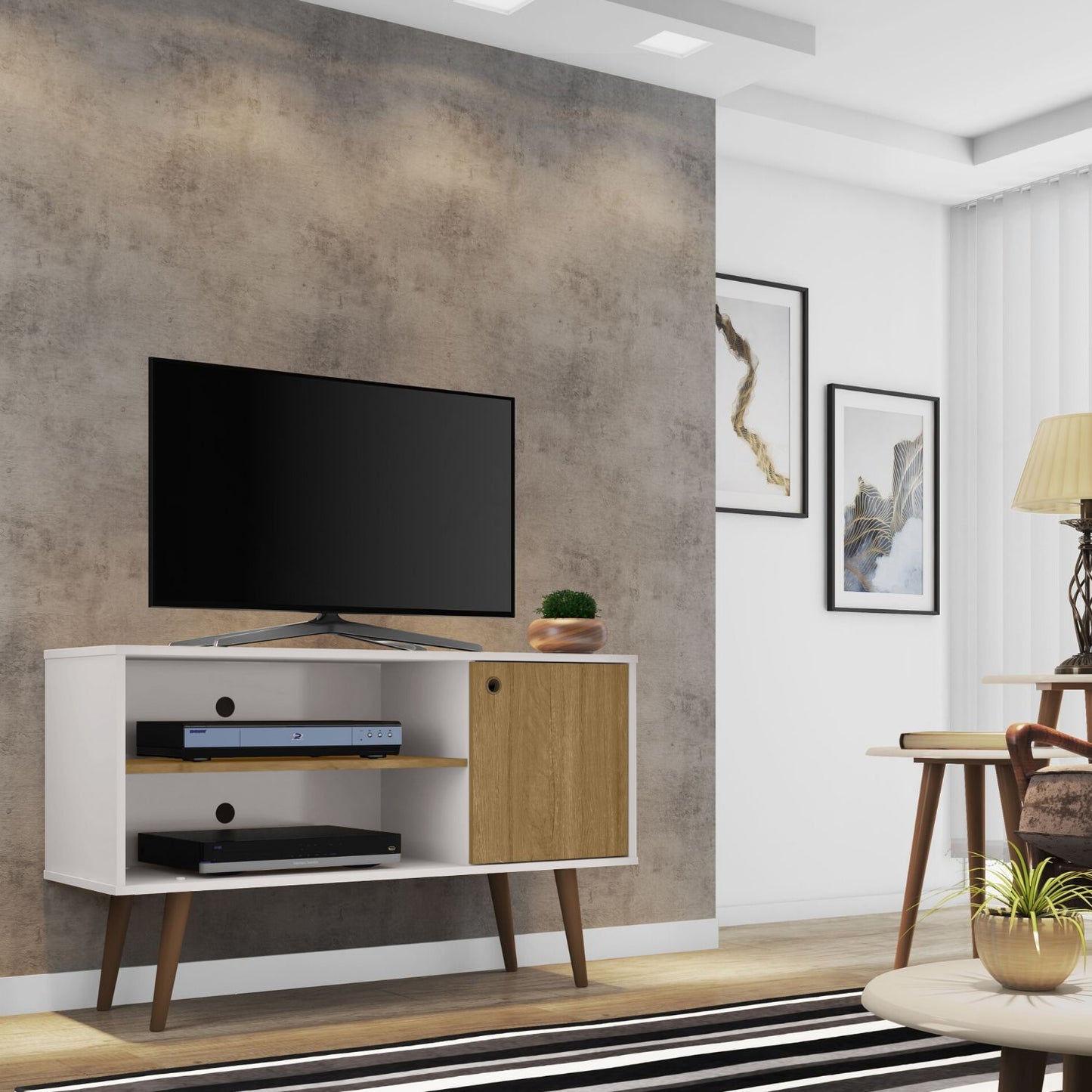 Rack Tv 42" Jade Blanco Invierno Canela