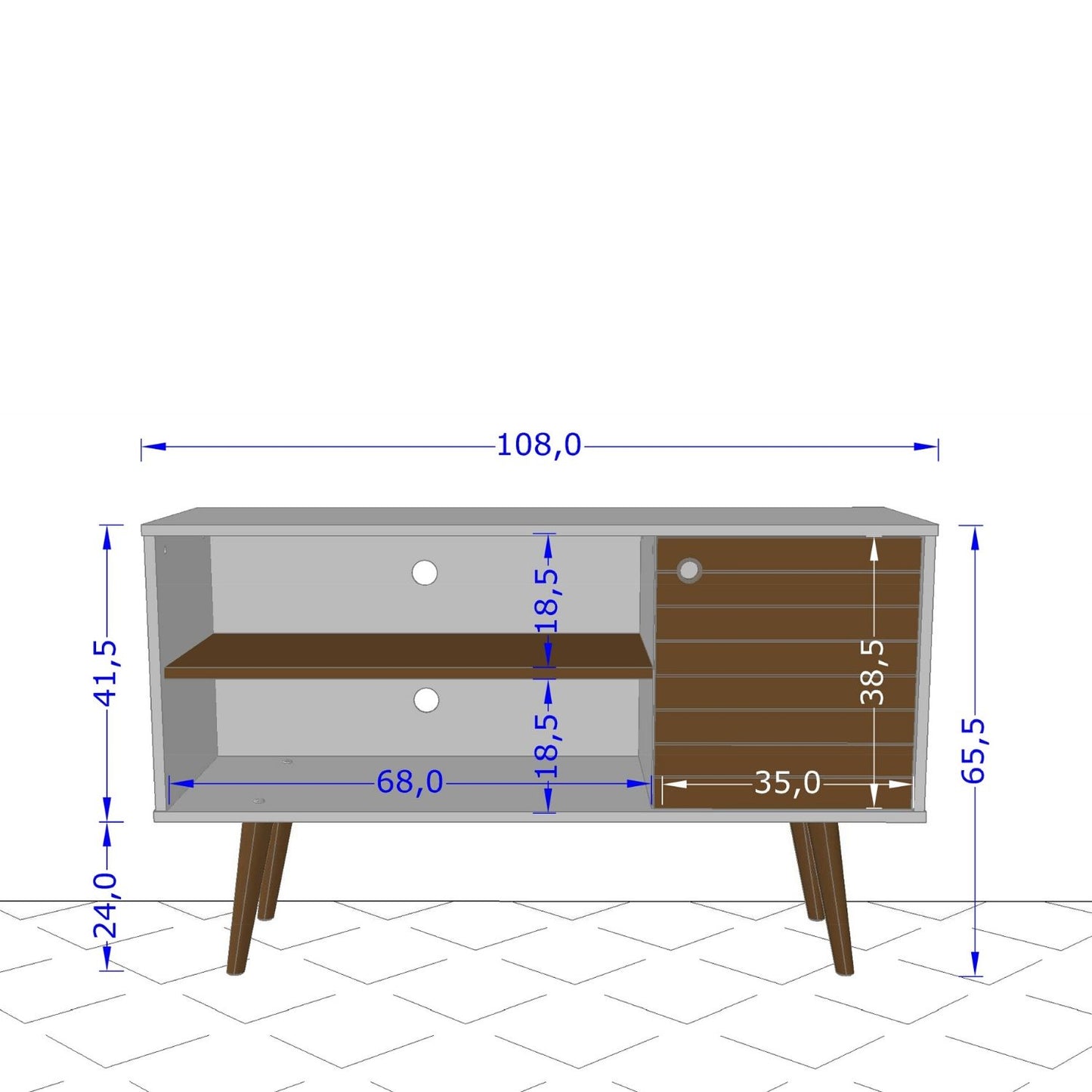 Rack Tv 42" Jade Blanco Invierno Canela