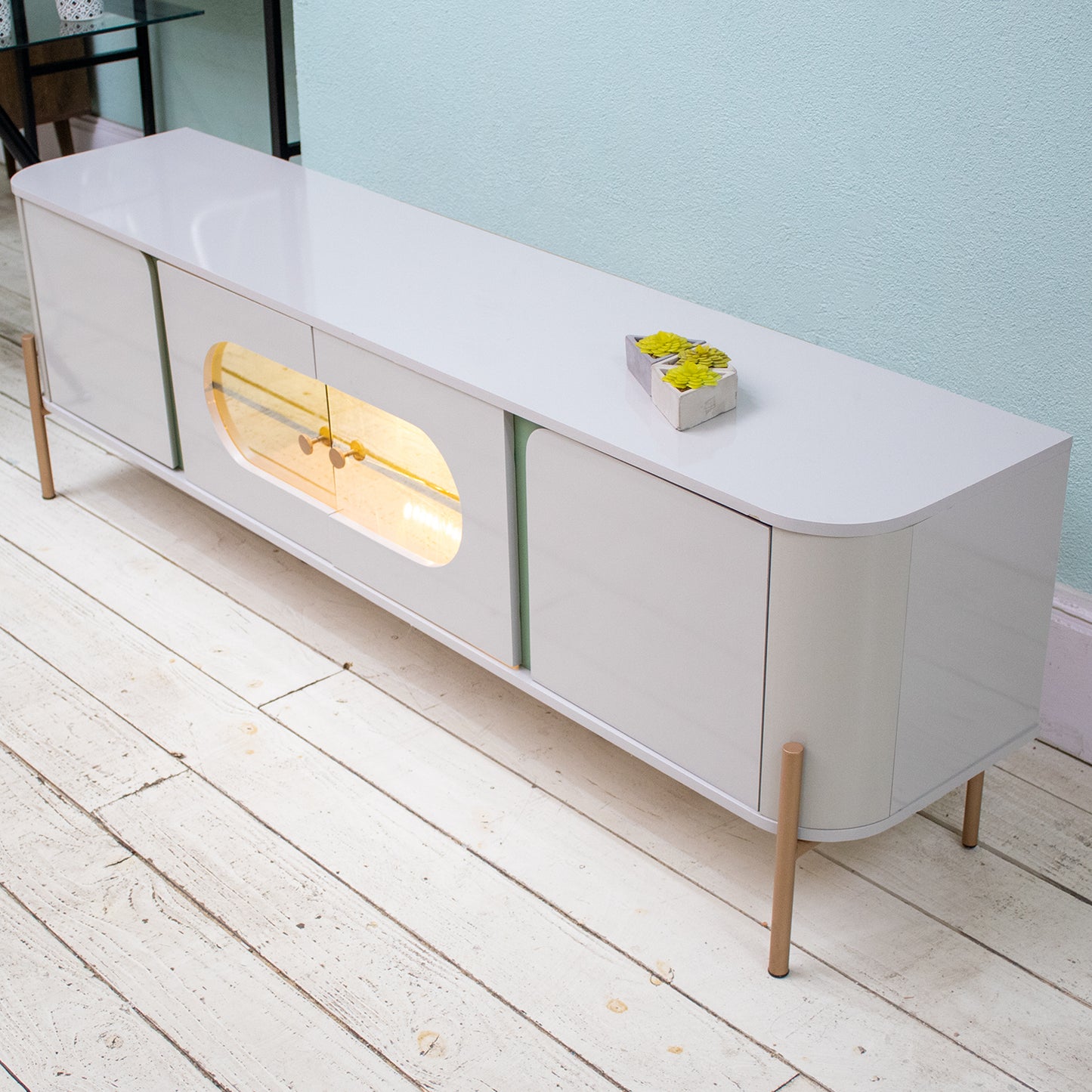 Rack Tv 75" Hoga Juquehy Blanco Invierno Pistacho