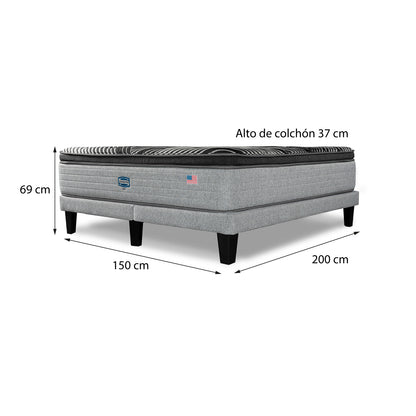 Cama Europea Simmons Sky 2 Plazas B/D Plata