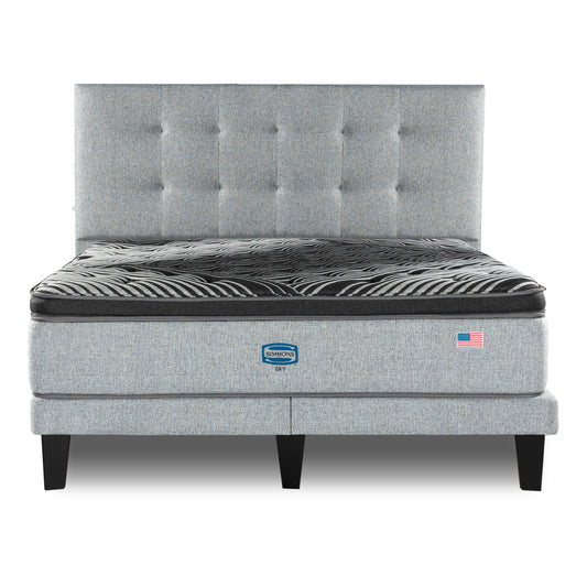 Cama Simmons Sky King B/D + Respaldo Tignes Plata