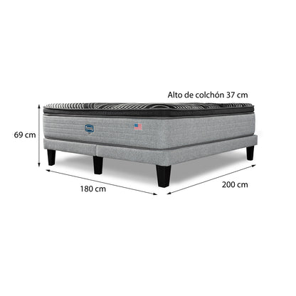 Cama Simmons Sky King B/D + Respaldo Tignes Plata