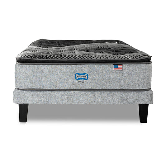 Cama Europea Simmons Sunset 1,5 Plazas Plata