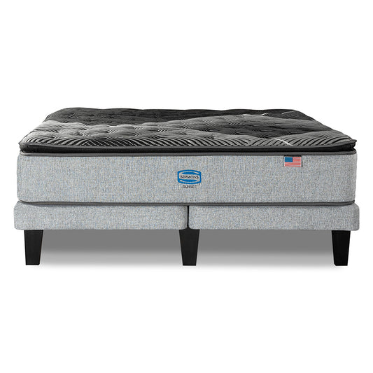 Cama Europea Simmons Sunset 2 Plazas B/D Plata