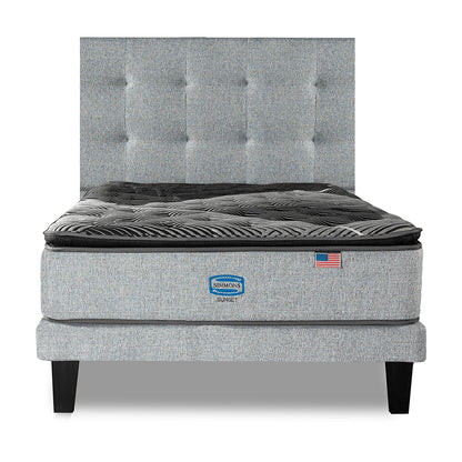 Cama Simmons Sunset 1,5 Plazas + Respaldo Tignes Plata