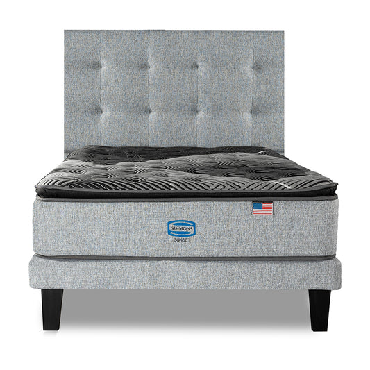 Cama Simmons Sunset 1,5 Plazas + Respaldo Tignes Plata