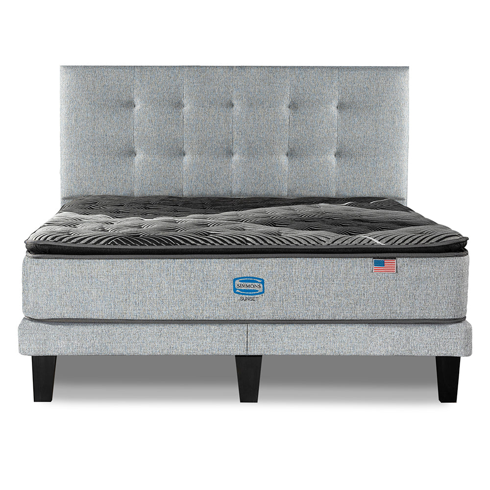 Cama Simmons Sunset King B/D + Respaldo Tignes Plata