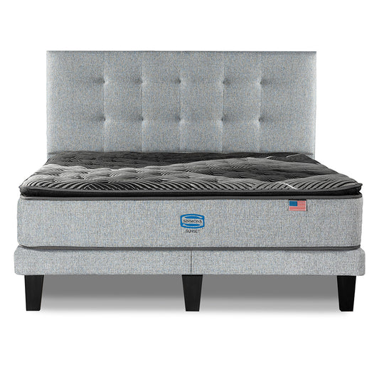 Cama Simmons Sunset King B/D + Respaldo Tignes Plata