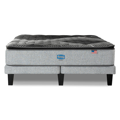 Cama Simmons Sunset King B/D + Respaldo Tignes Plata