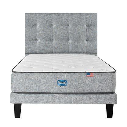 Cama Simmons Dreamer 1,5 Plazas + Respaldo Tignes Plata
