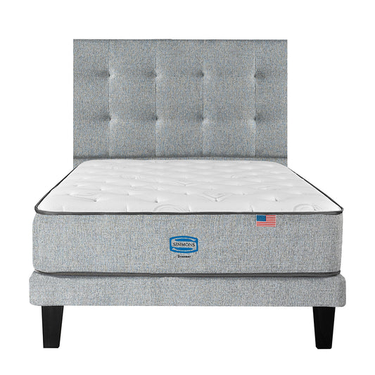 Cama Simmons Dreamer 1,5 Plazas + Respaldo Tignes Plata