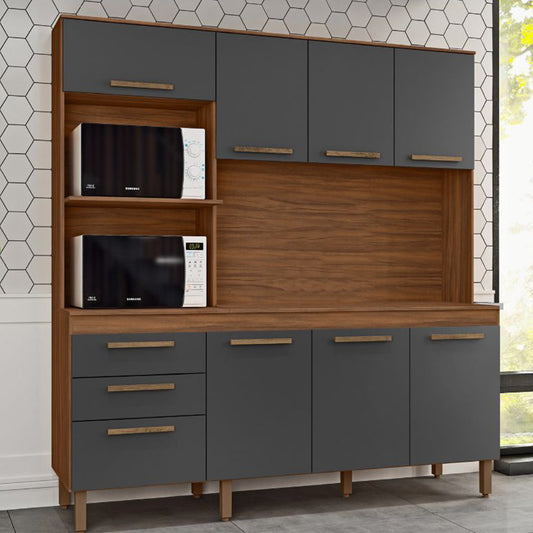 Mueble de Cocina 8 Puertas 2 Cajones Hoga New Jully Café Gris